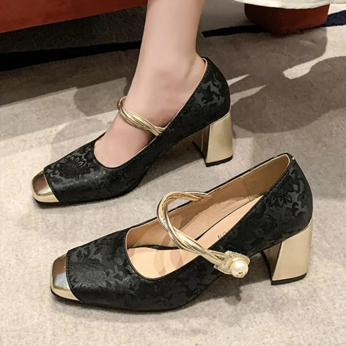 Square Toe Block Heels Pumps Trendsi