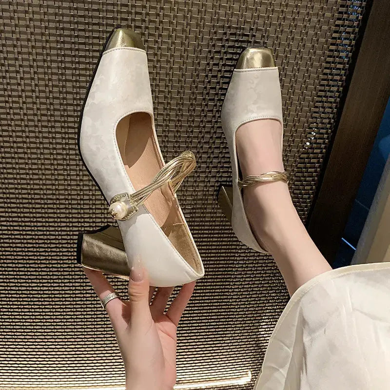 Square Toe Block Heels Pumps Trendsi
