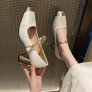 Square Toe Block Heels Pumps Trendsi