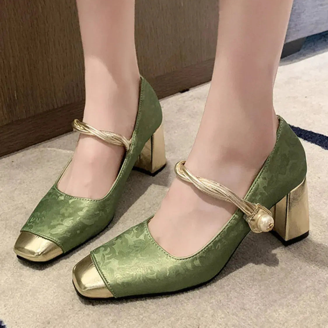 Square Toe Block Heels Pumps Trendsi