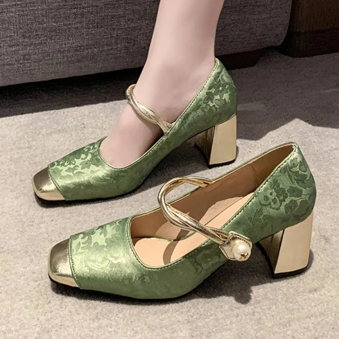 Square Toe Block Heels Pumps Trendsi