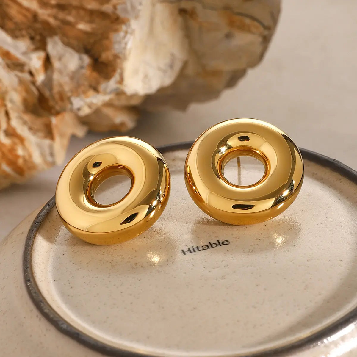 Stainless Steel Cutout Round Shape Earrings Trendsi