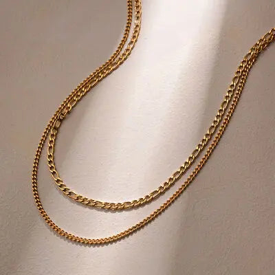 Stainless Steel Double-Layered Necklace Trendsi