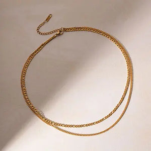 Stainless Steel Double-Layered Necklace Trendsi