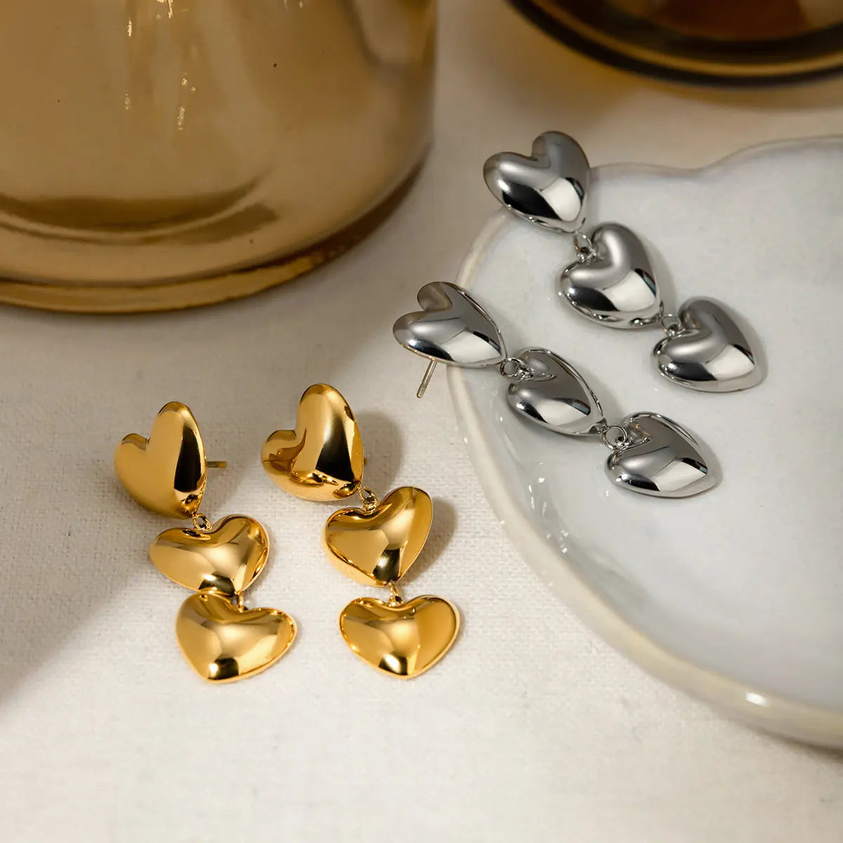 Stainless Steel Heart Earrings Trendsi