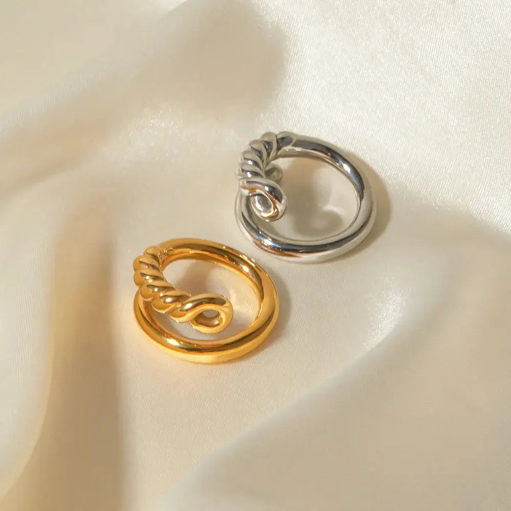 Stainless Steel Knot Bypass Ring Trendsi