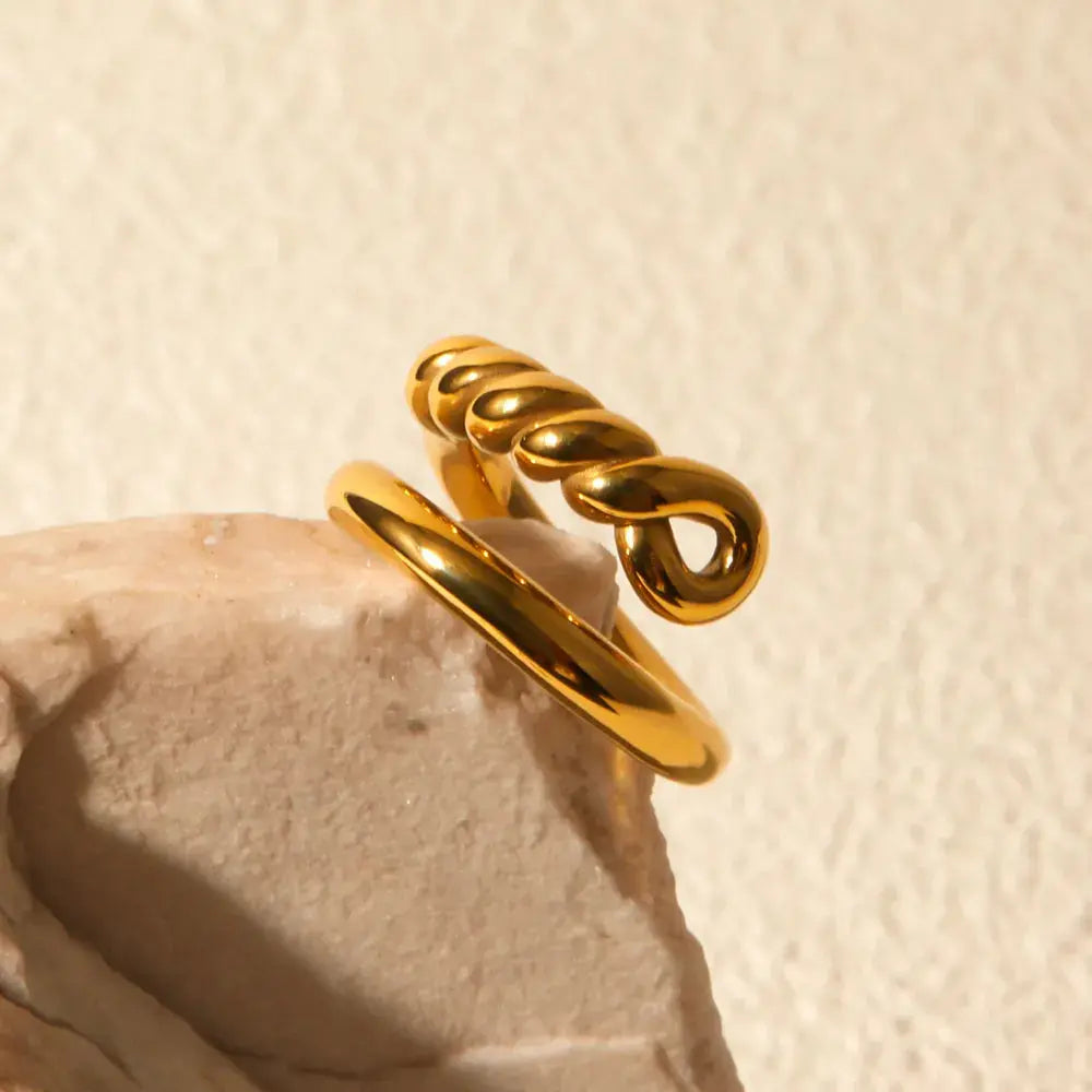 Stainless Steel Knot Bypass Ring Trendsi