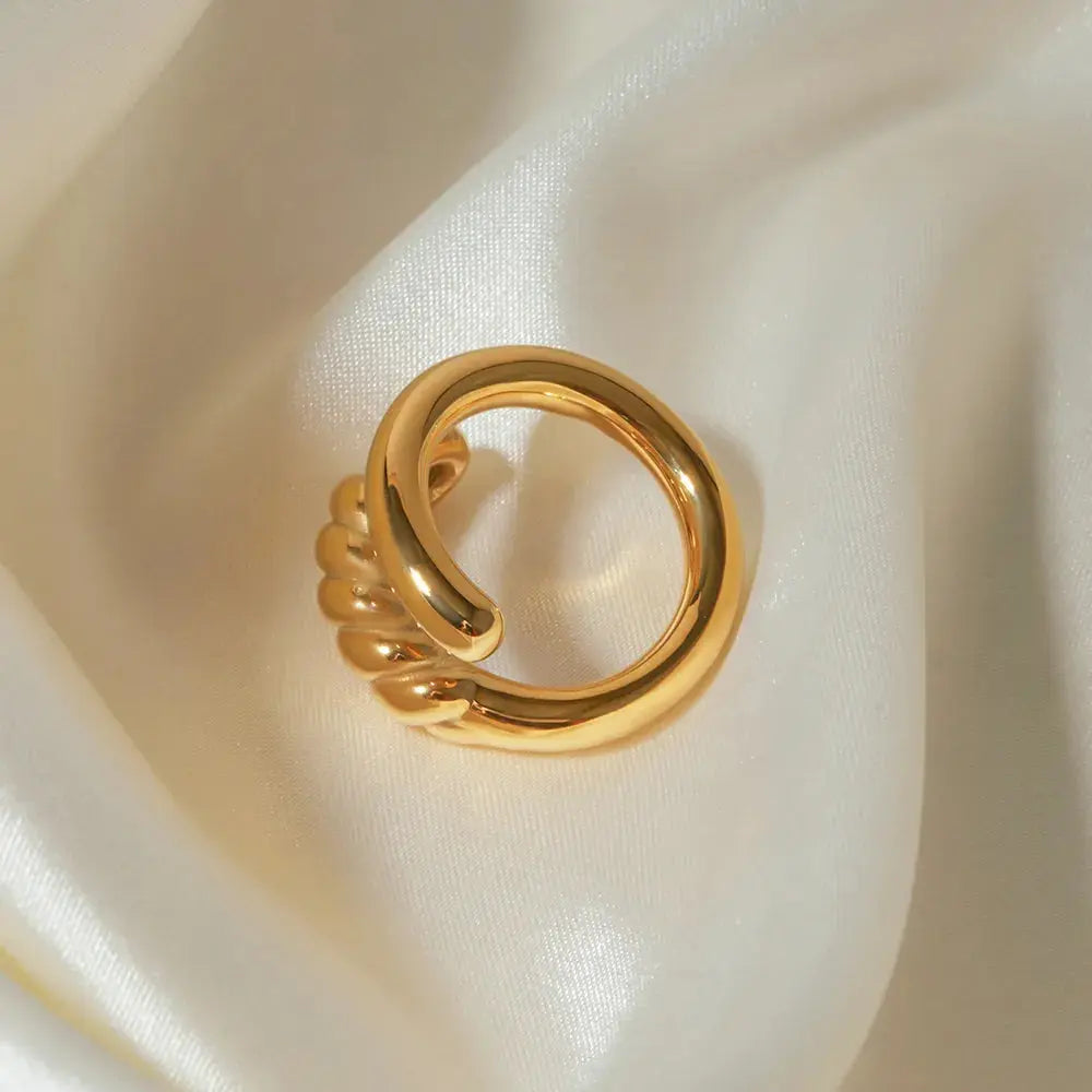 Stainless Steel Knot Bypass Ring Trendsi