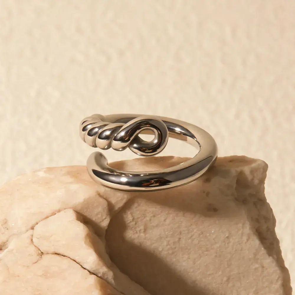 Stainless Steel Knot Bypass Ring Trendsi