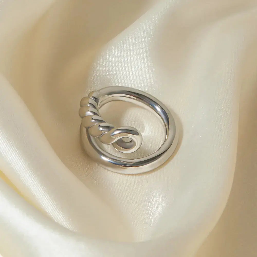Stainless Steel Knot Bypass Ring Trendsi