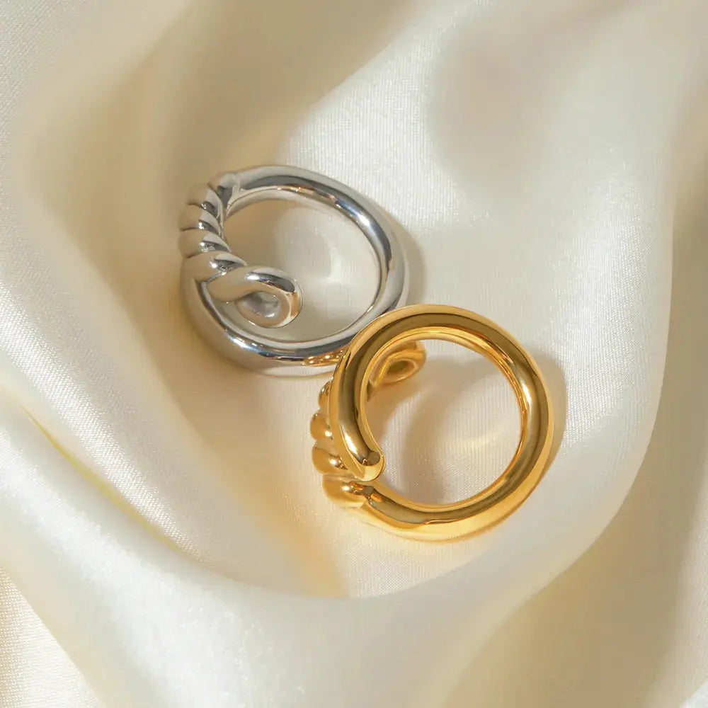 Stainless Steel Knot Bypass Ring Trendsi