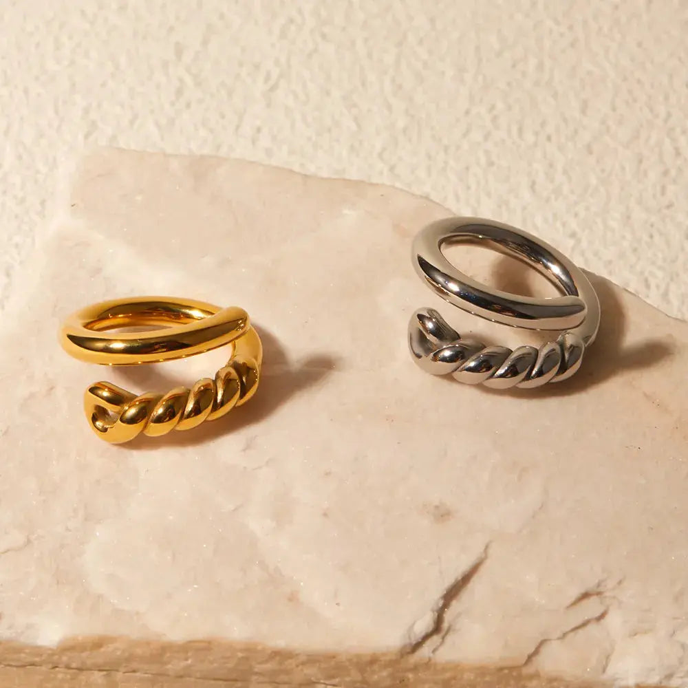 Stainless Steel Knot Bypass Ring Trendsi