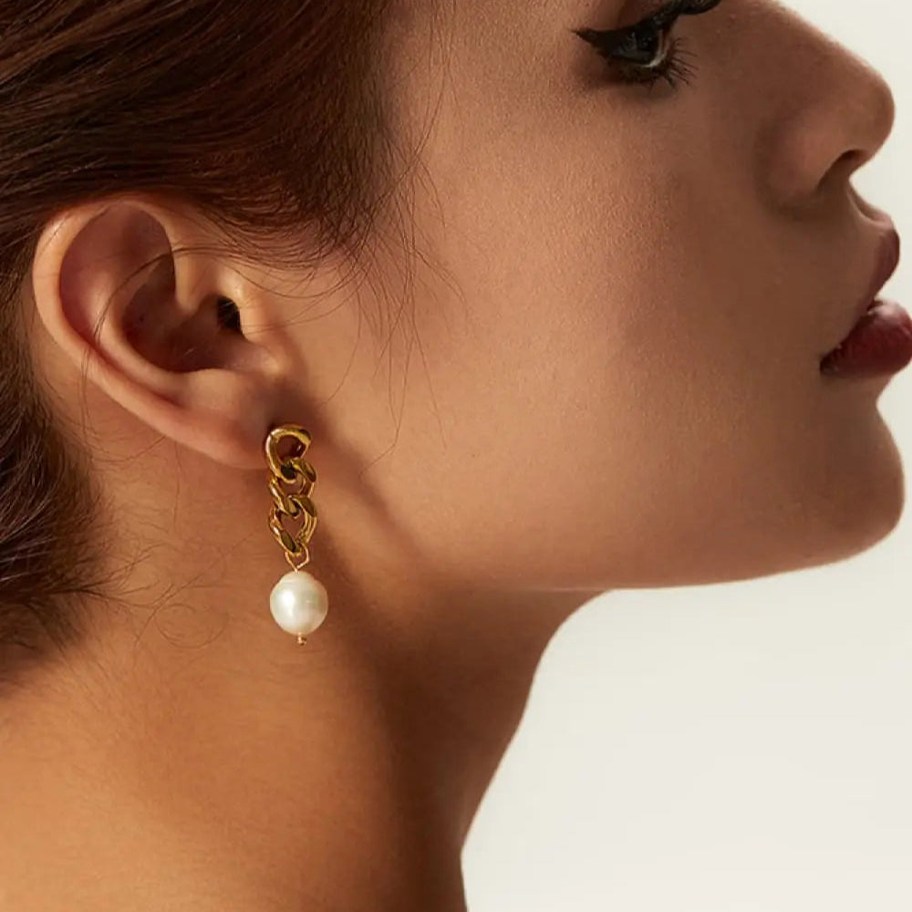 Stainless Steel Pearl Earrings Trendsi