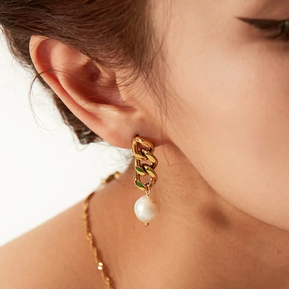 Stainless Steel Pearl Earrings Trendsi