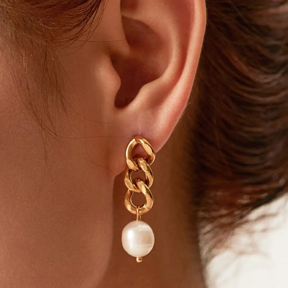 Stainless Steel Pearl Earrings Trendsi