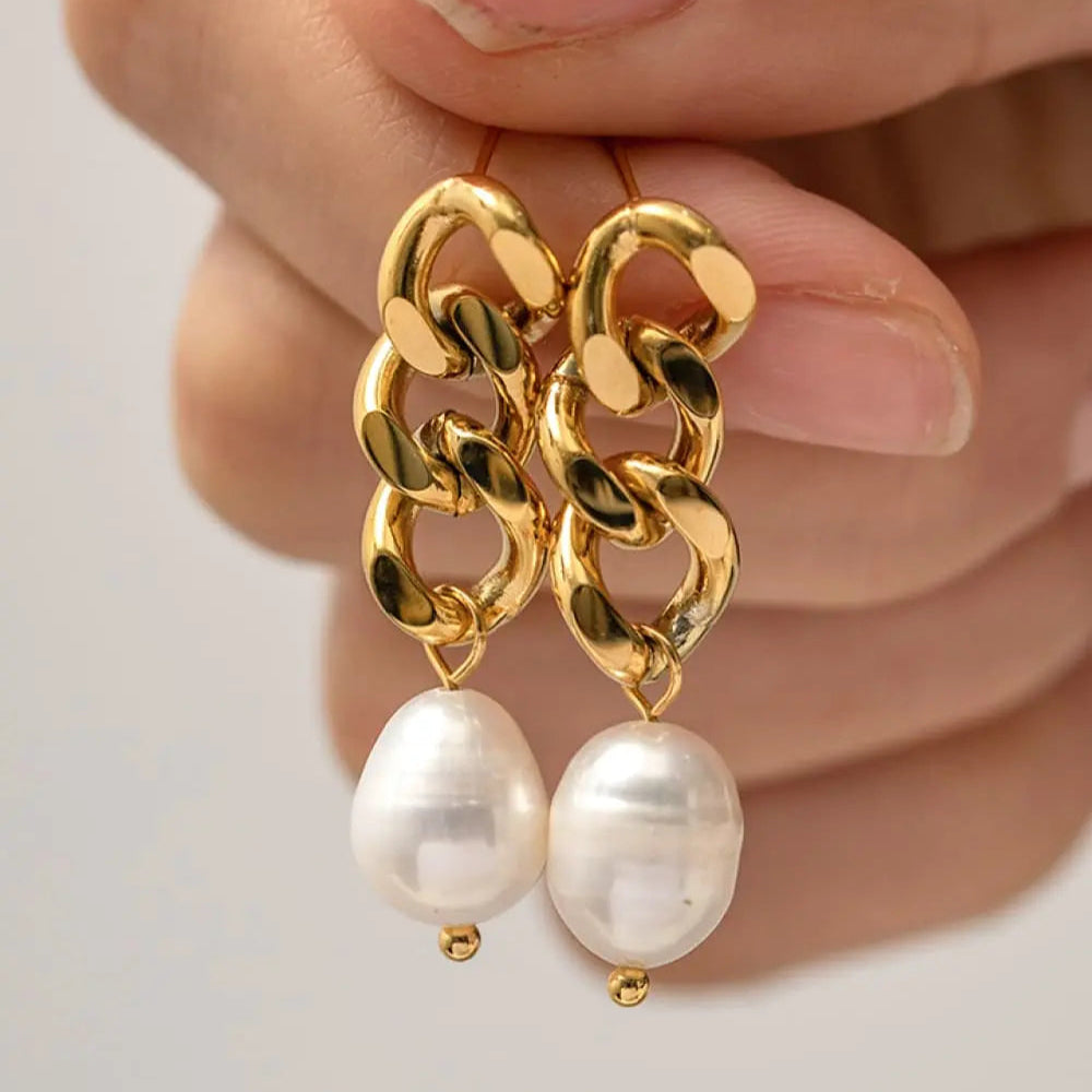 Stainless Steel Pearl Earrings Trendsi