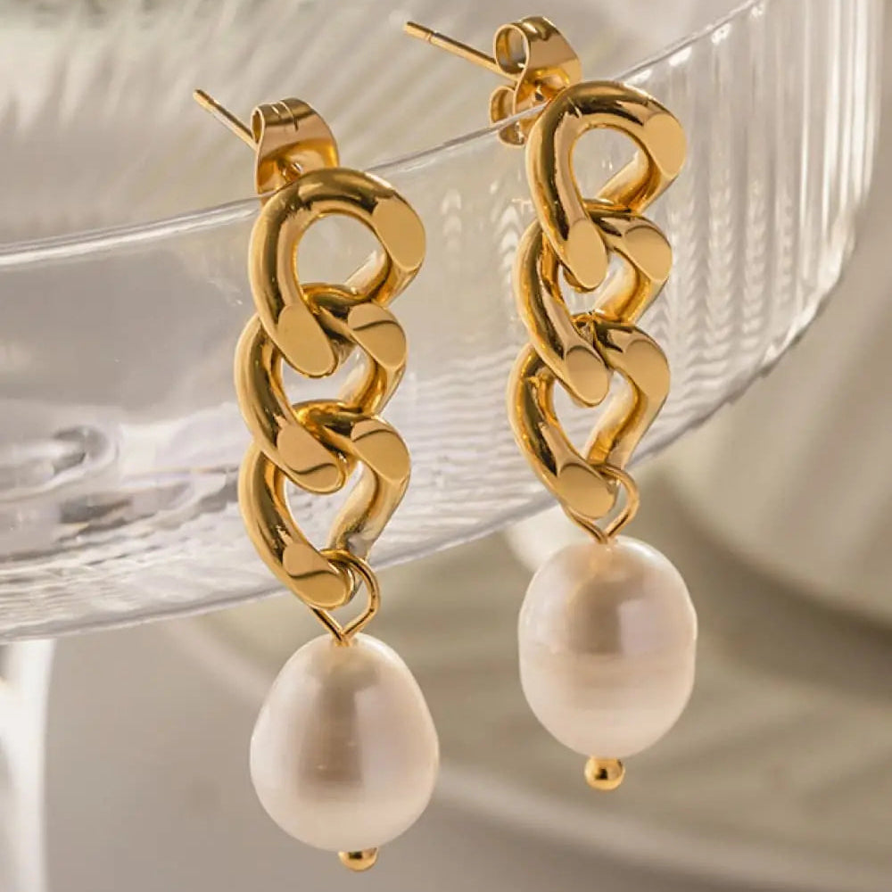 Stainless Steel Pearl Earrings Trendsi