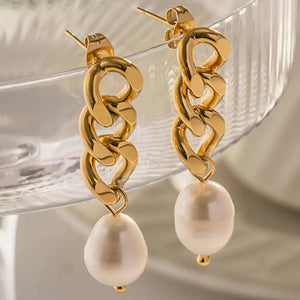 Stainless Steel Pearl Earrings Trendsi