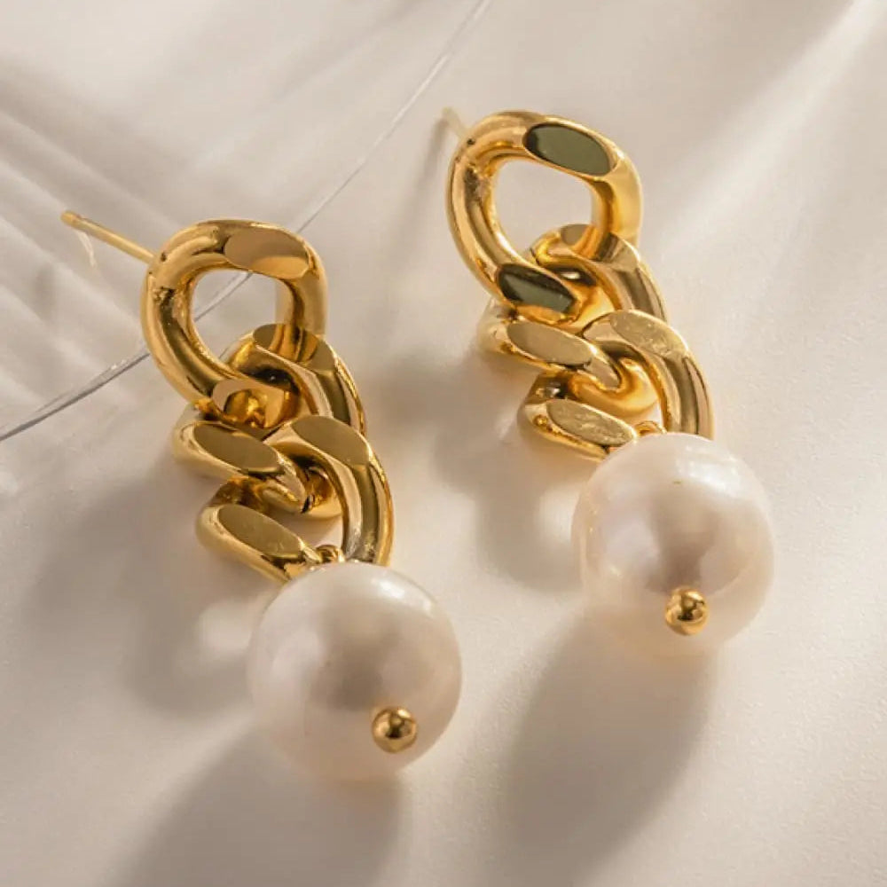 Stainless Steel Pearl Earrings Trendsi