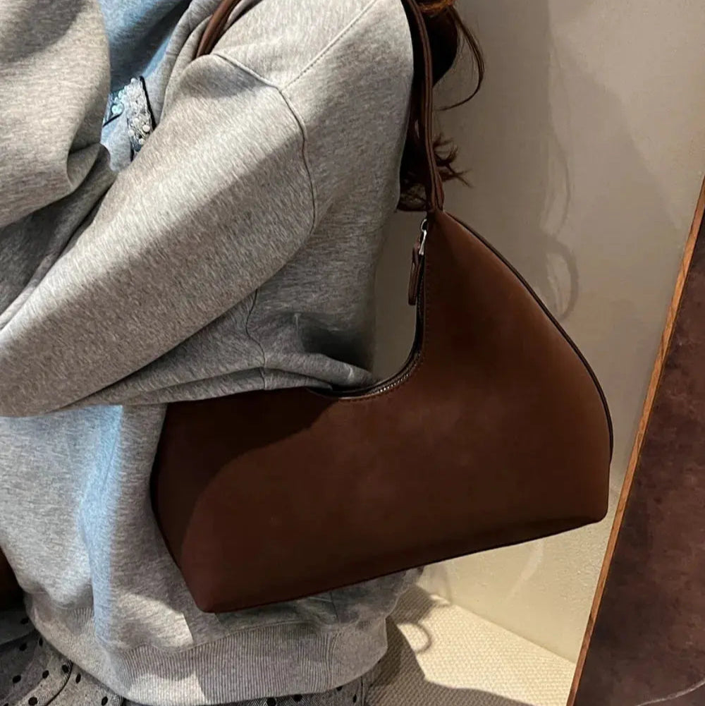 Suede Shoulder Bag with Zip Trendsi