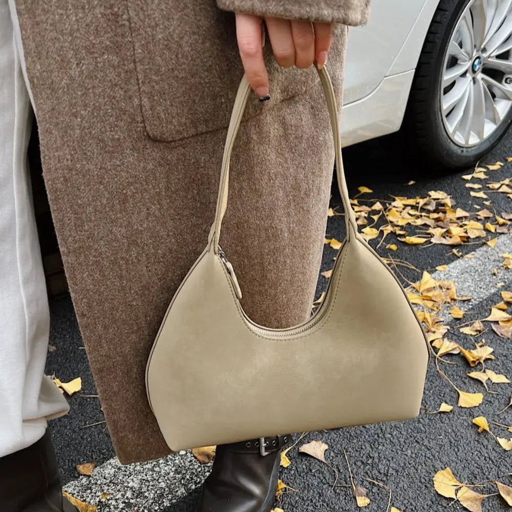Suede Shoulder Bag with Zip Trendsi