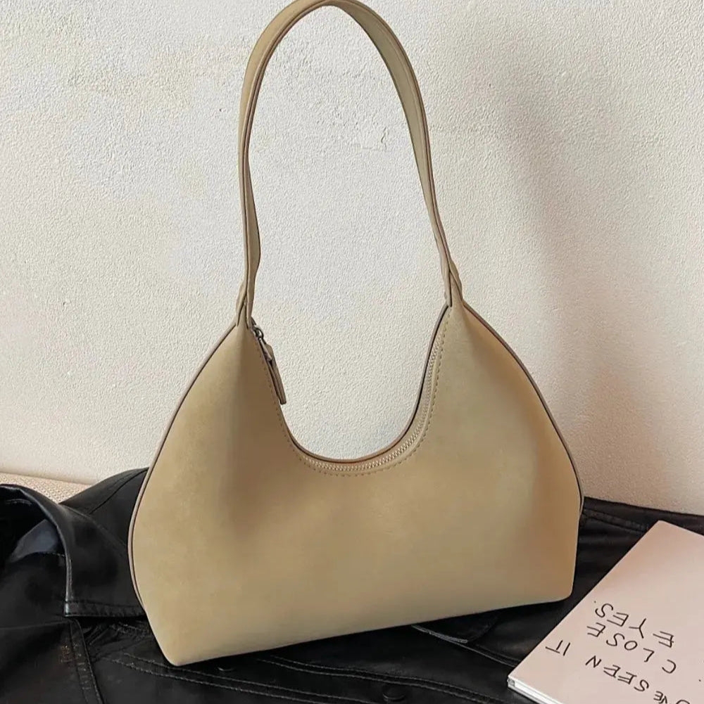 Suede Shoulder Bag with Zip Trendsi