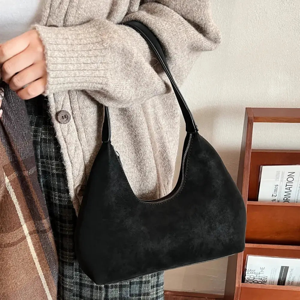 Suede Shoulder Bag with Zip Trendsi