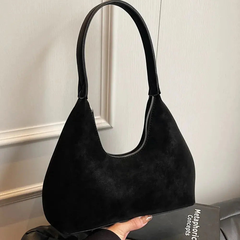 Suede Shoulder Bag with Zip Trendsi