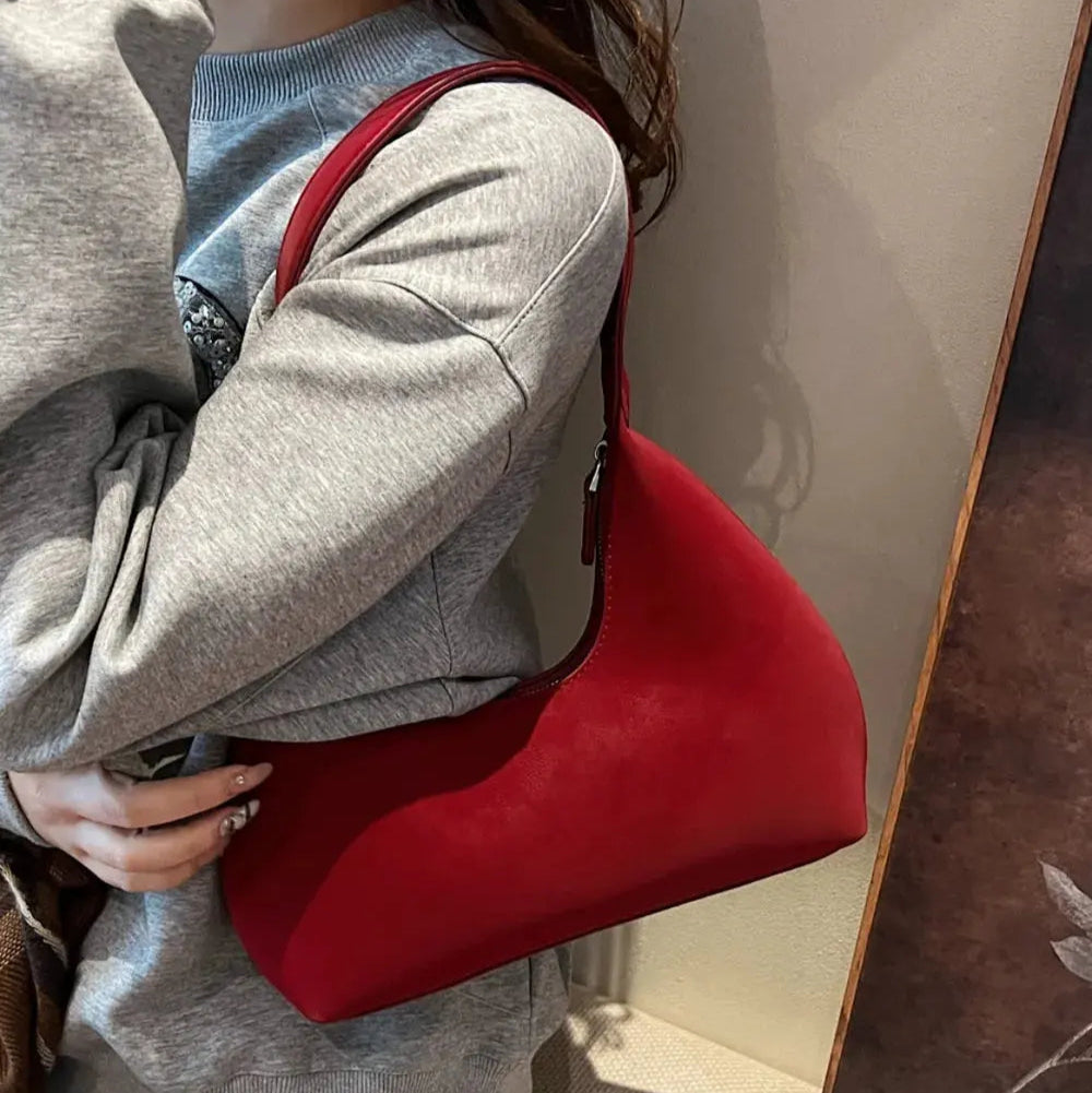 Suede Shoulder Bag with Zip Trendsi