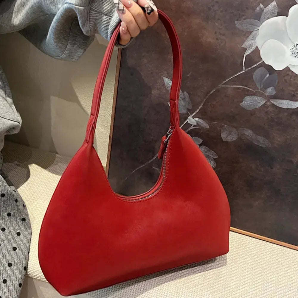 Suede Shoulder Bag with Zip Trendsi