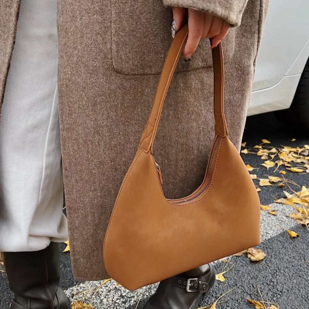 Suede Shoulder Bag with Zip Trendsi