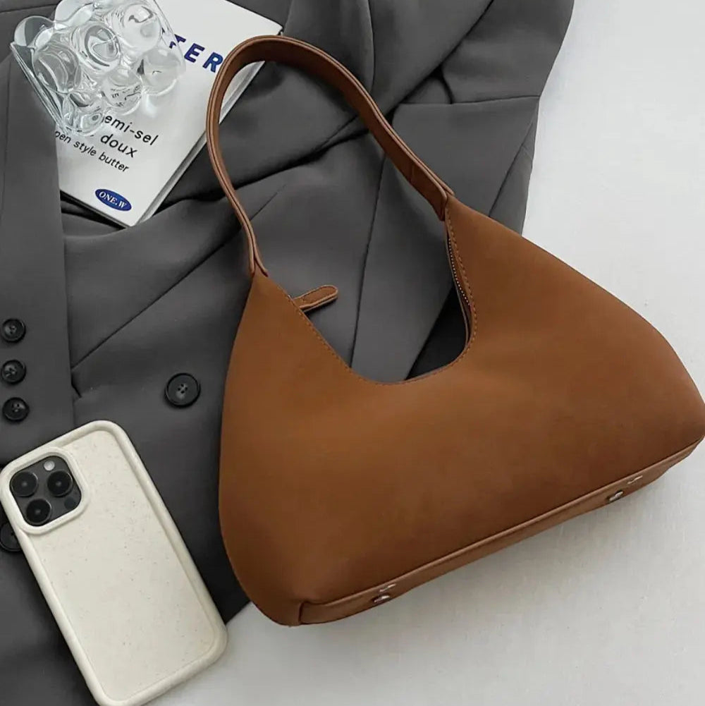 Suede Shoulder Bag with Zip Trendsi