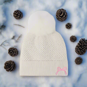 Thermal Bow Knit Hat with Pompom Trendsi