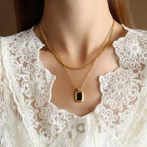 Titanium Steel Gold-Plated Pendant Necklace Trendsi