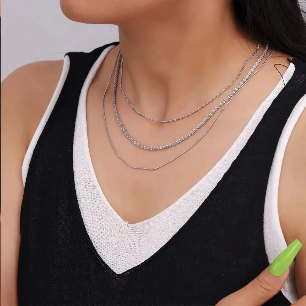 Titanium Steel Three-Layered Necklace Trendsi