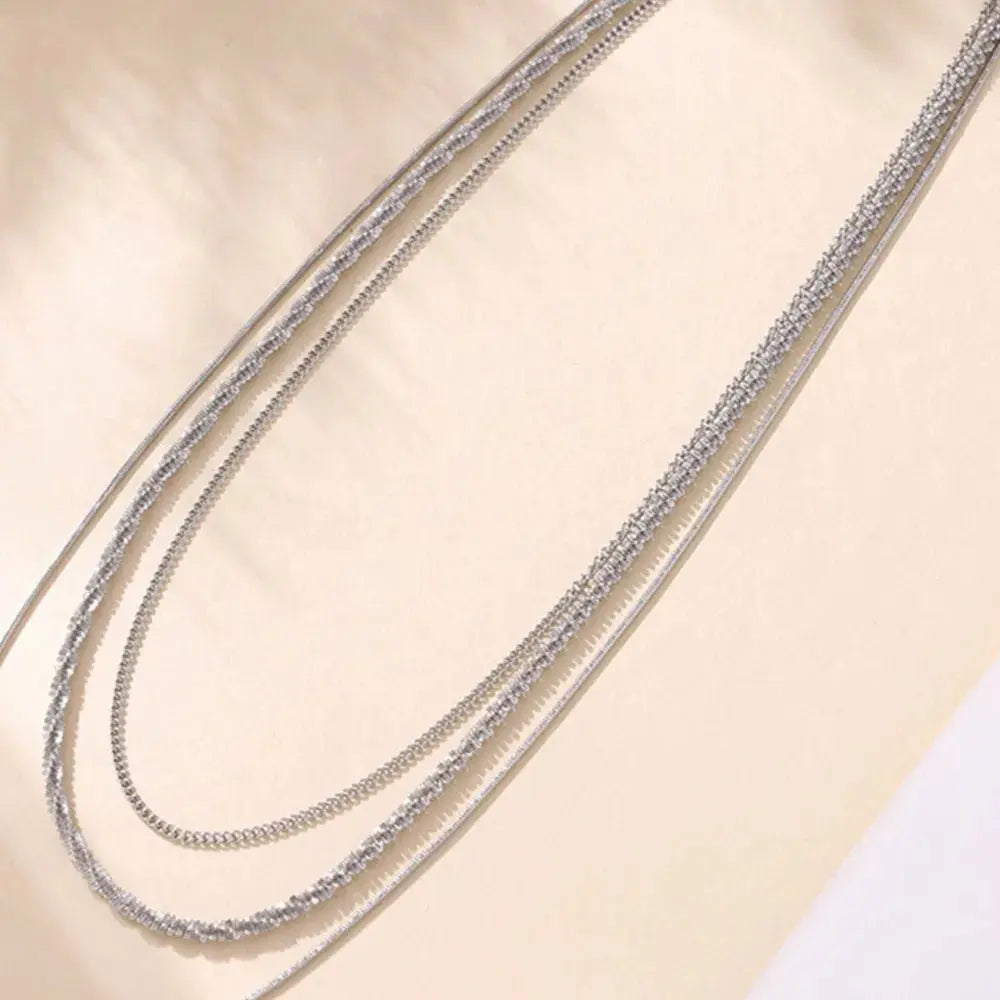 Titanium Steel Three-Layered Necklace Trendsi