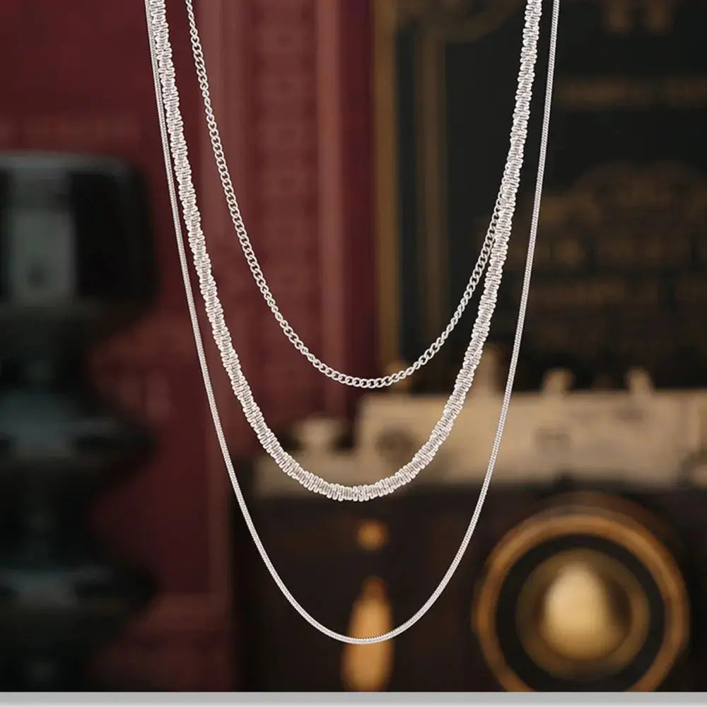 Titanium Steel Three-Layered Necklace Trendsi