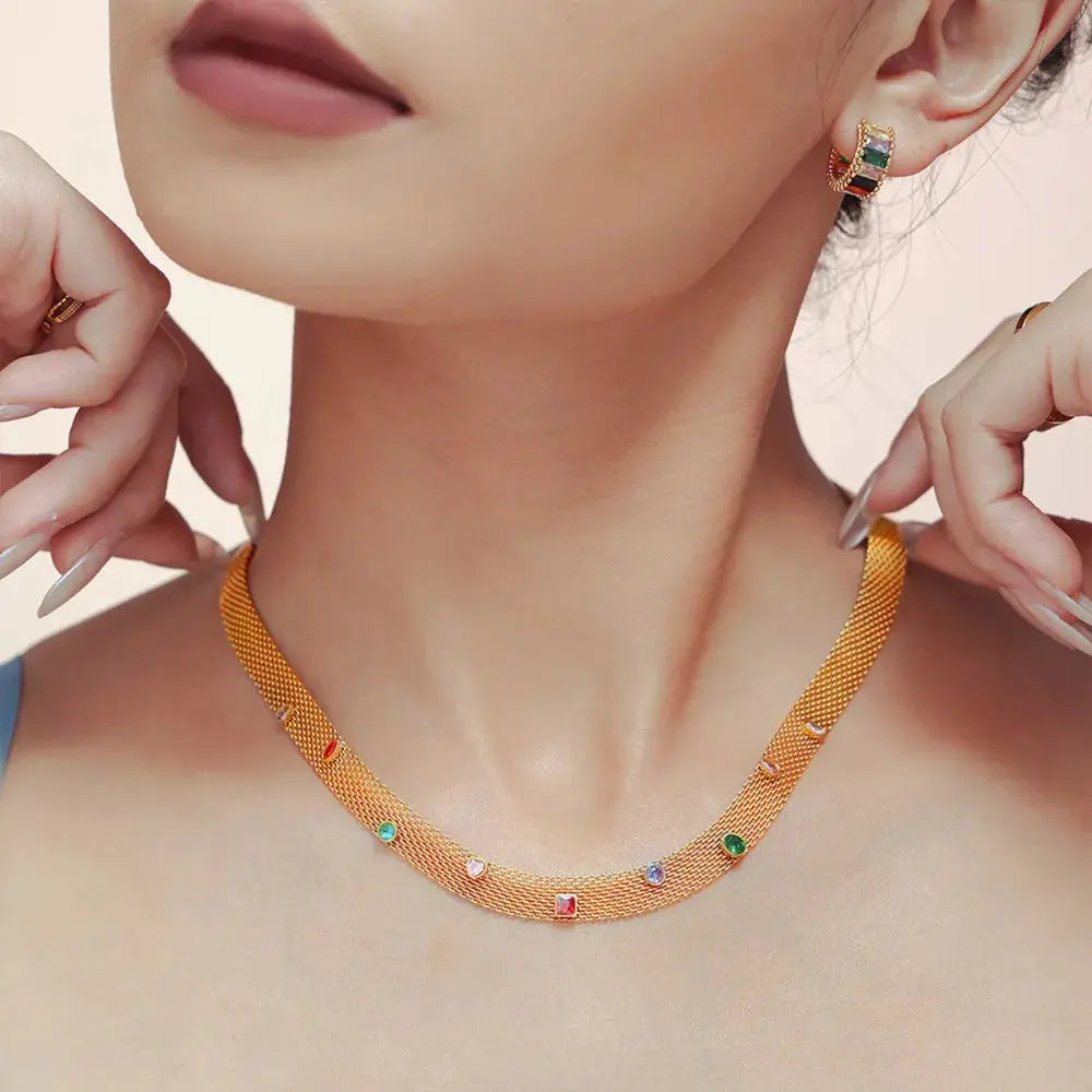 Titanium Steel Zircon Necklace Trendsi