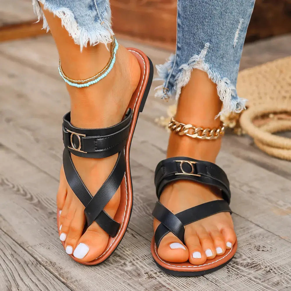 Toe Loop Flats Sandals Trendsi