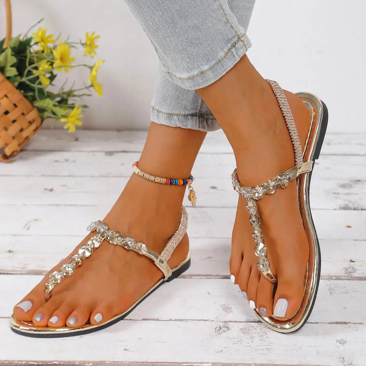Toe Post Flats Sandals Trendsi