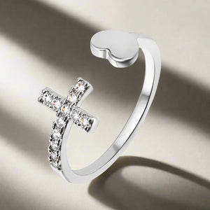 Triune | Premium Zircon Cross With Heart Ring For Women Beauty Prologue