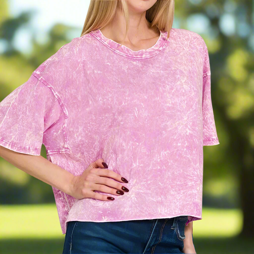 Zenana Acid Crinkle-Washed Oversized T-Shirt Trendsi
