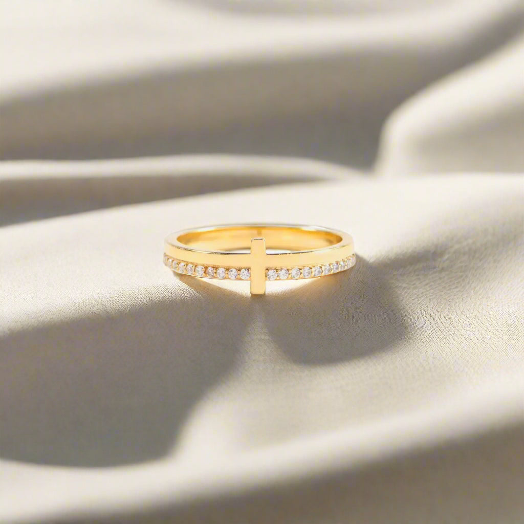 Zircon 925 Sterling Silver Cross Ring Trendsi