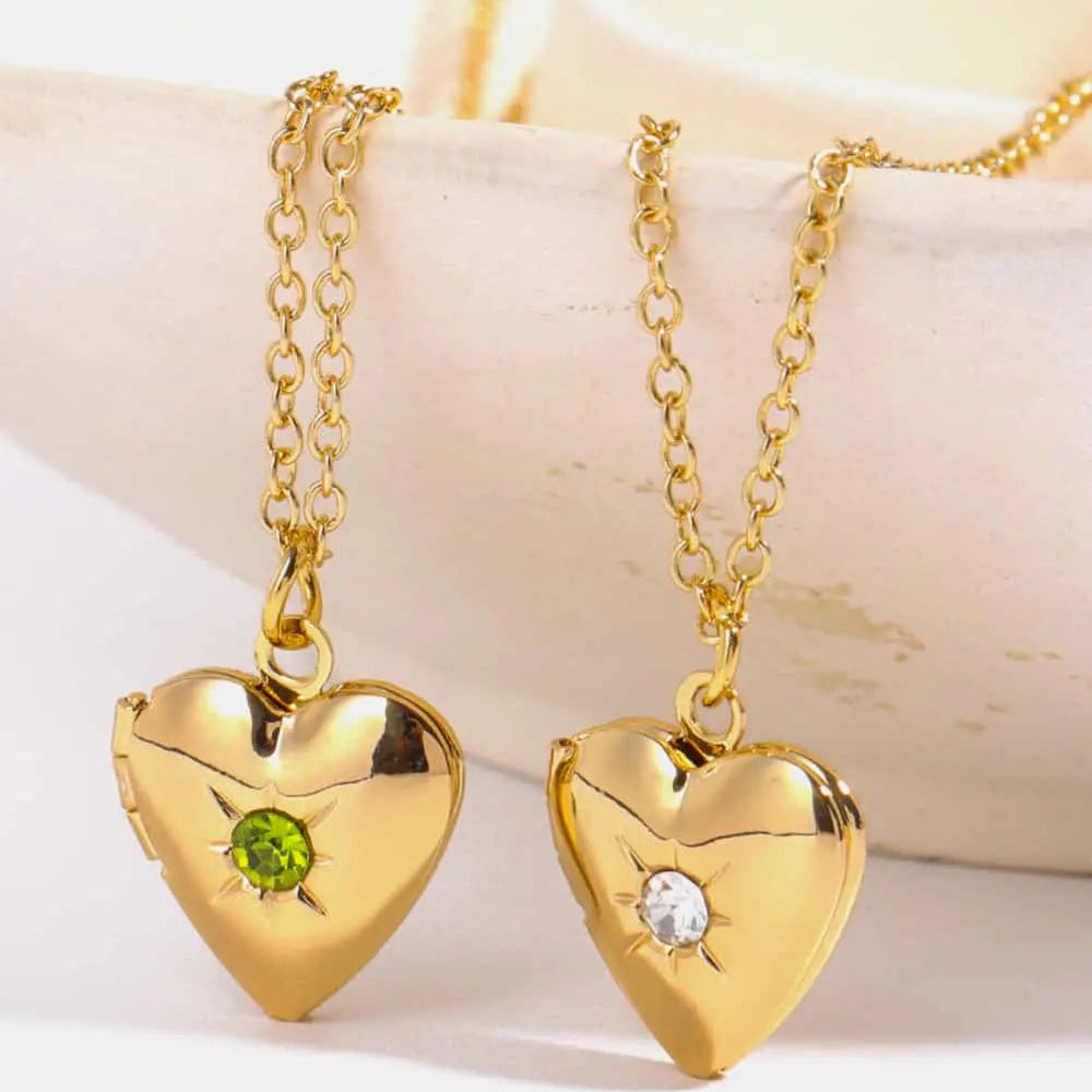 Zircon Heart Shape 14K Gold-Plated Pendant Necklace Trendsi