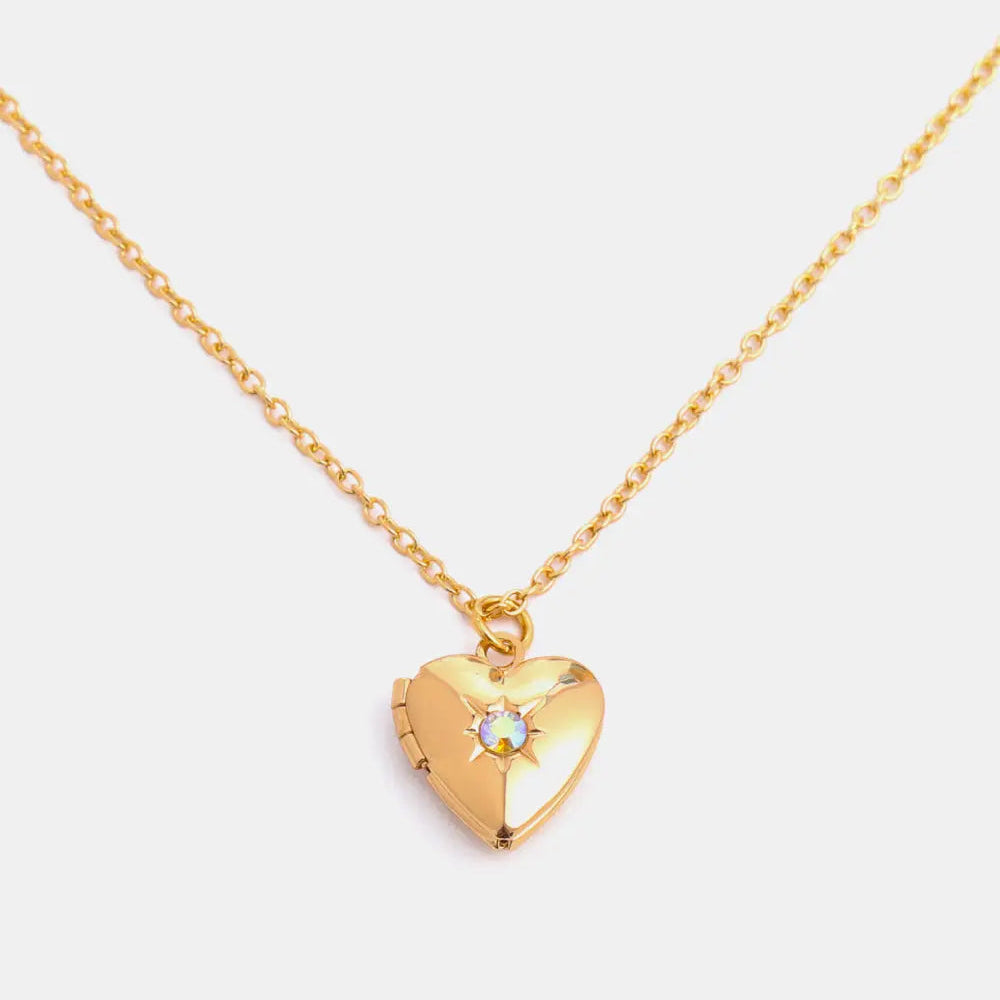Zircon Heart Shape 14K Gold-Plated Pendant Necklace Trendsi