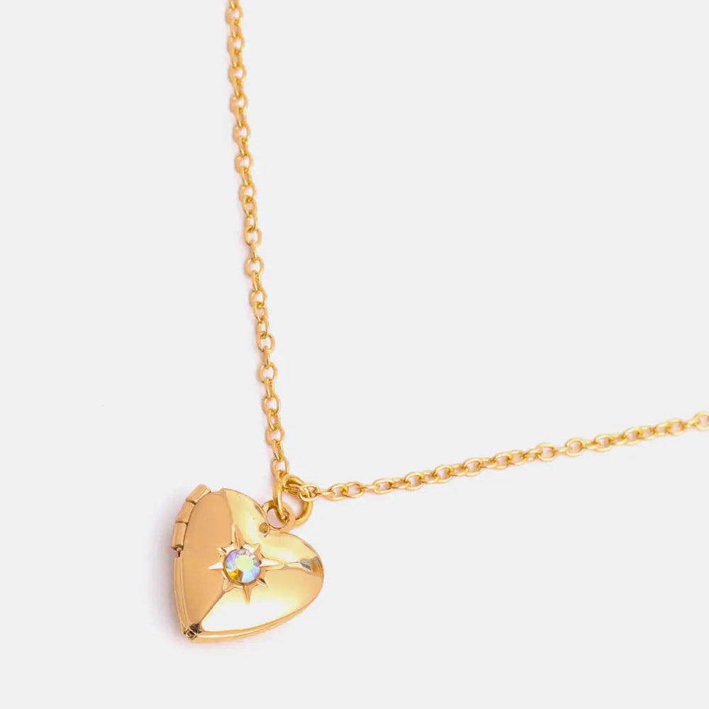 Zircon Heart Shape 14K Gold-Plated Pendant Necklace Trendsi