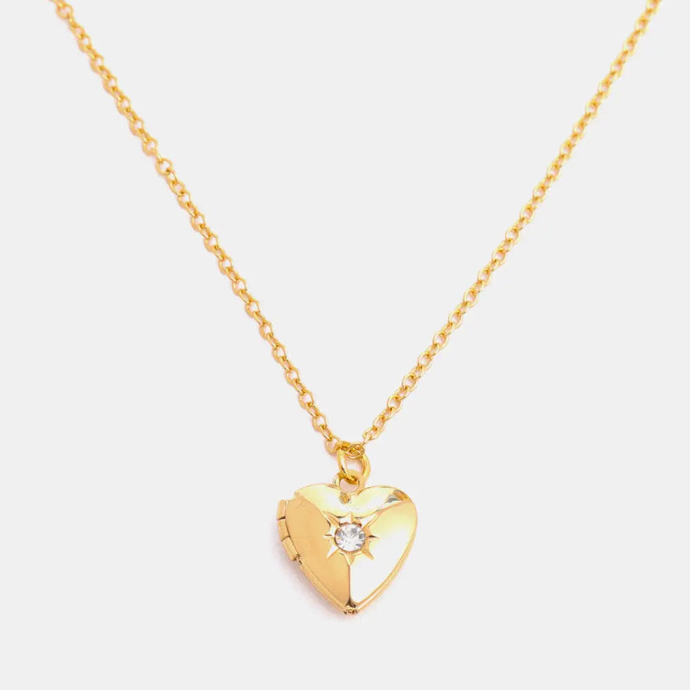 Zircon Heart Shape 14K Gold-Plated Pendant Necklace Trendsi