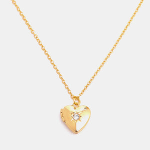 Zircon Heart Shape 14K Gold-Plated Pendant Necklace Trendsi