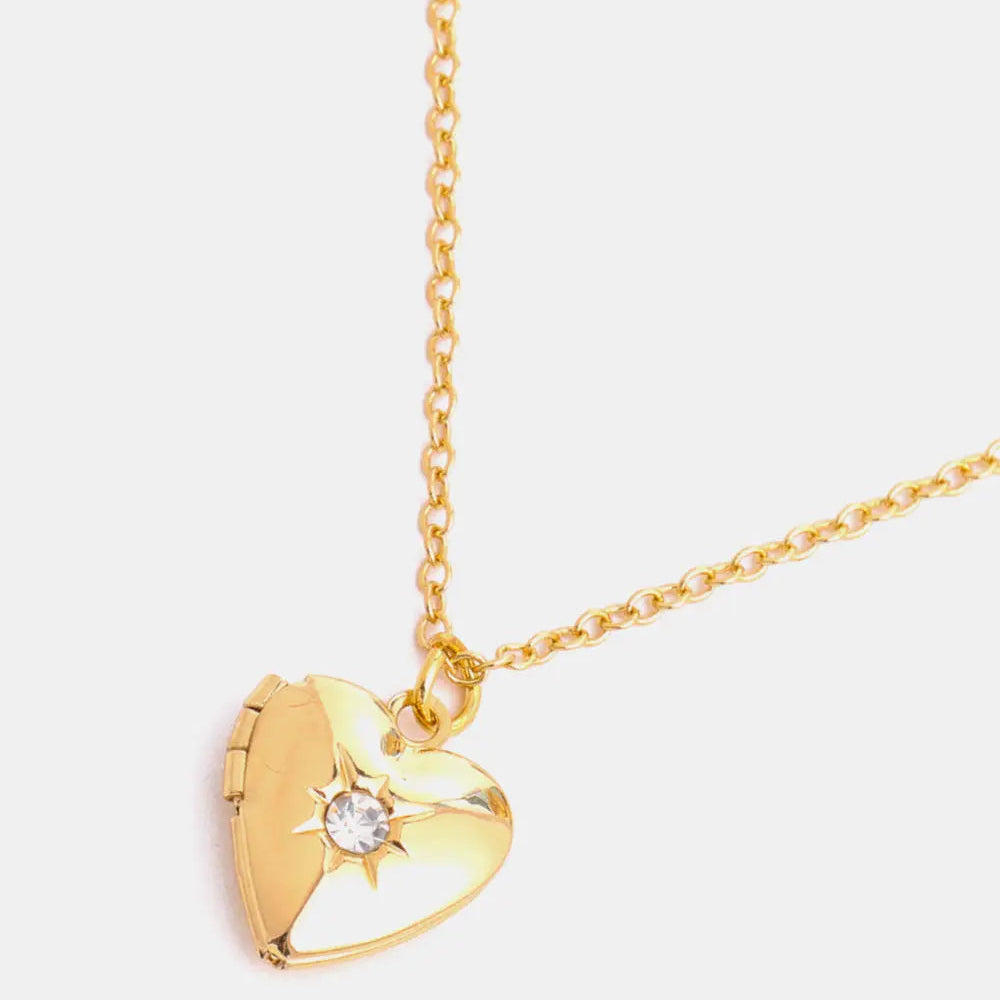 Zircon Heart Shape 14K Gold-Plated Pendant Necklace Trendsi