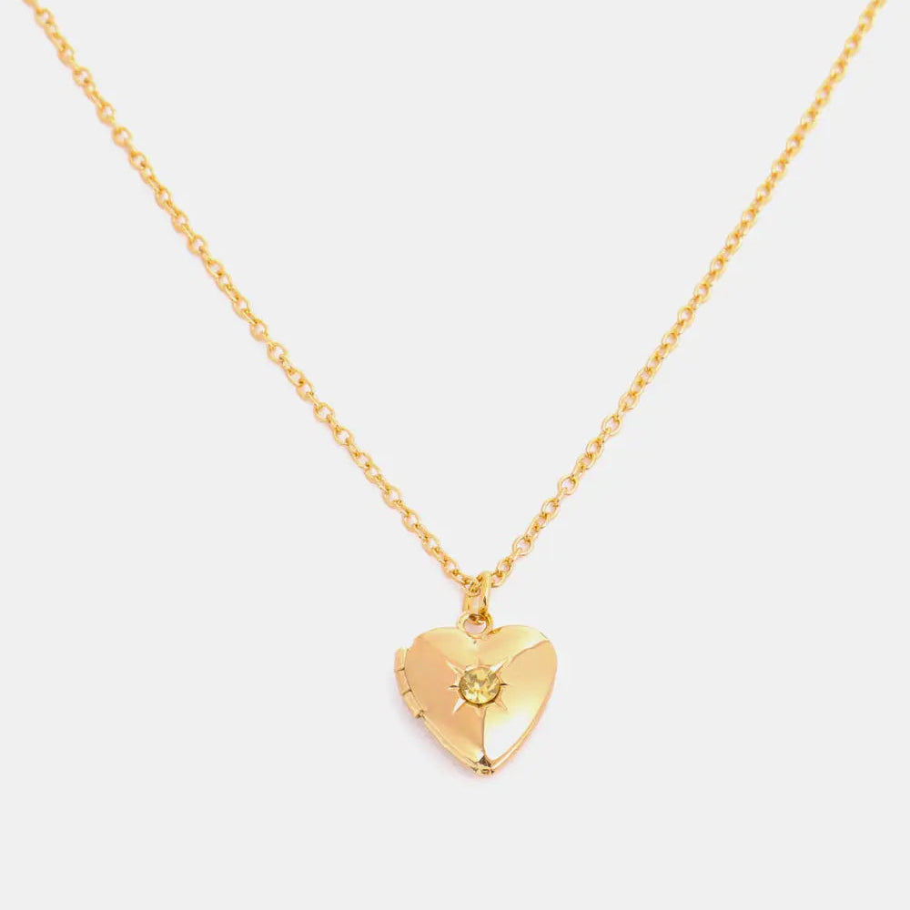 Zircon Heart Shape 14K Gold-Plated Pendant Necklace Trendsi